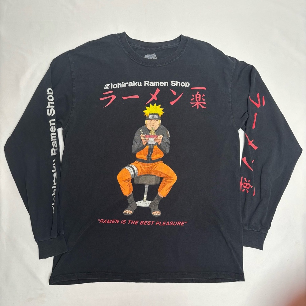 Naruto Ichiraku Ramen Shop Shirt Mens Large Black Long Sleeve Anime Graphic 2007